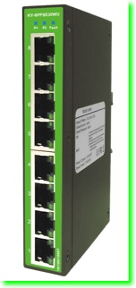 Certified NEMA TS-2 for Traffic Control Equipment Outdoor. The KY-8PSE30WU is an Unmanaged POE Ethernet Switch with PSE functionality. It is a 8 x 10/100/1000BaseT(X) PSE switch capable of providing up to 30 Watts per port on all ports - all the time. (IEEE802.3at Standard). Power over Ethernet is a system capable of sending power, along with data, to remote powered devices (PD’s) over standard twisted KY-8PSE30WU Provides 8 x 10/100/1000BaseT(X) PSE Ports (IEEE802.3at) pair cabling in an Ethernet network. This device is temperature hardened (-40 to +80C) and designed to opereate in harsh environments for reliability, safety and security. Low Power consumption insures energy savings every day, making this switch a better value over competitors equipment. Our switches have Clean Code Technology insuring better security.<br />Certified NEMA TS-2 for Traffic Control Equipment Outdoor. The KY-8PSE30WU is an Unmanaged POE Ethernet Switch with PSE functionality. It is a 8 x 10/100/1000BaseT(X) PSE switch capable of providing up to 30 Watts per port on all ports - all the time. (IEEE802.3at Standard). Power over Ethernet is a system capable of sending power, along with data, to remote powered devices (PD’s) over standard twisted KY-8PSE30WU Provides 8 x 10/100/1000BaseT(X) PSE Ports (IEEE802.3at) pair cabling in an Ethernet network. This device is temperature hardened (-40 to +80C) and designed to opereate in harsh environments for reliability, safety and security. Low Power consumption insures energy savings every day, making this switch a better value over competitors equipment. Our switches have Clean Code Technology insuring better security.<br />